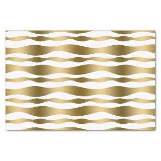Modern White & Gold Abstract Zebra Stripes Tissue Paper