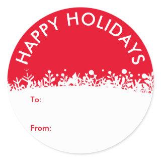 Modern White Holidays Botanical Snowflake Custom Classic Round Sticker