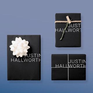 Modern White Name or other Text on Black  Sheets