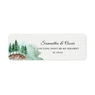 Modern Winter Watercolor Forest Green Nature Label