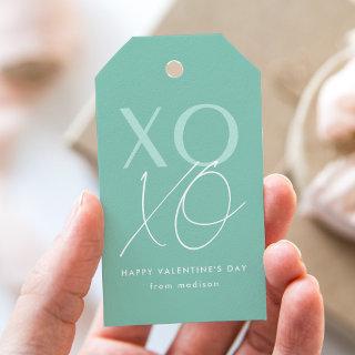 Modern XOXO Mint Green Valentine's Day Gift Tags
