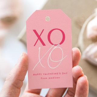 Modern XOXO Pink Valentine's Day Gift Tags