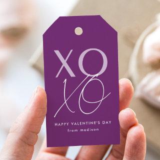 Modern XOXO Purple Valentine's Day Gift Tags