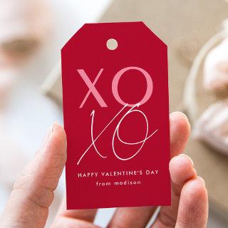 Modern XOXO Red and Pink Valentine's Day Gift Tags