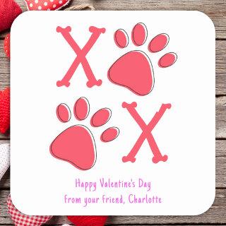 Modern XOXO Valentines Day Dog Lover Pet Photo Square Sticker