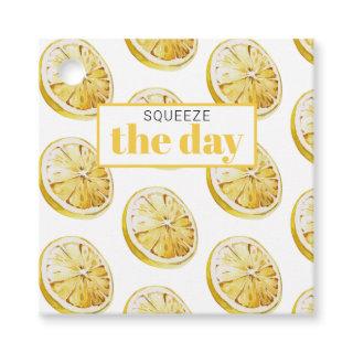 Modern Yellow Lemons Pattern & Squeeze The Day Favor Tags