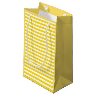 Modern Yellow White Stripes Template Elegant Small Gift Bag