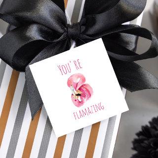 Modern You Are Flamazing Beauty Pink Flamingo Favor Tags