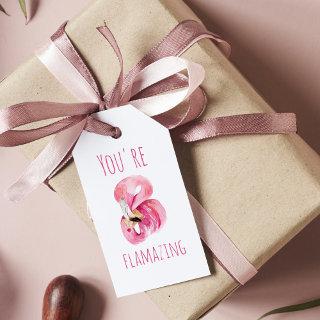 Modern You Are Flamazing Beauty Pink Flamingo Gift Tags