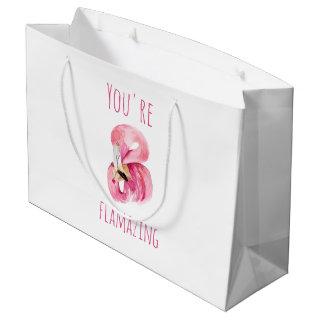 Modern You Are Flamazing Beauty Pink Flamingo Large Gift Bag