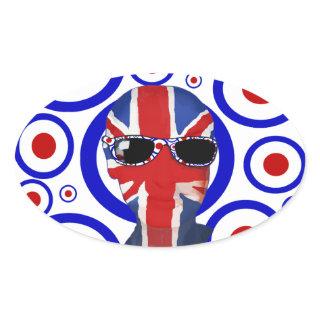 Modhead Retro sixties art Oval Stickers