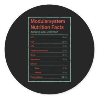 Modular System Nutrition Facts Eurorack Synth Vcf  Classic Round Sticker