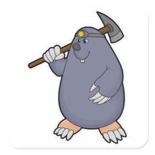 Mole as Farmer with Pickaxe & Spotlight Square Sticker