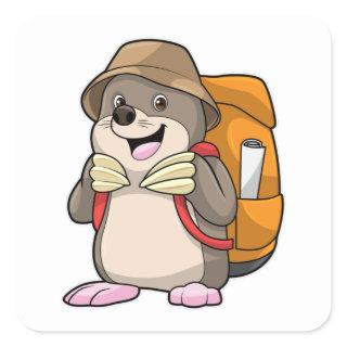 Mole as Hiker with Luggage Square Sticker