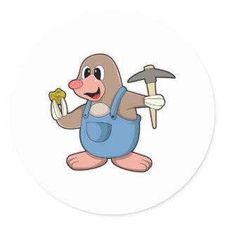 Mole as Miner with Gold Classic Round Sticker