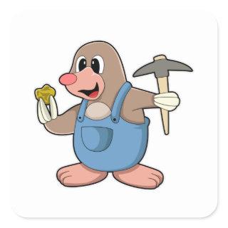 Mole as Miner with Gold Square Sticker