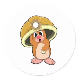 Mole as Miner with Helmet Classic Round Sticker