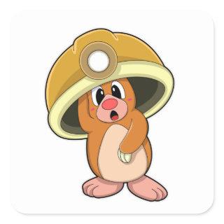 Mole as Miner with Helmet Square Sticker