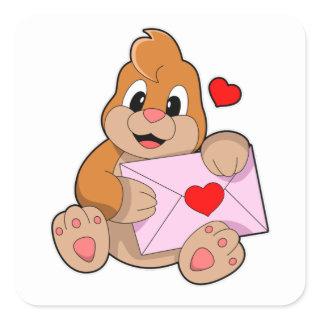 Mole with Heart Envelope Square Sticker