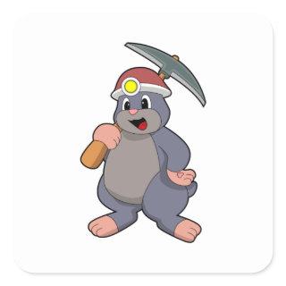 Mole with Pickaxe Square Sticker