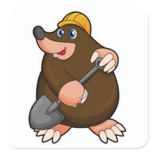 Mole with Shovel & Hard hat Square Sticker