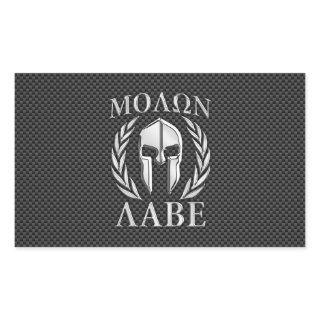 Molon Labe Chrome Style Spartan Armor Carbon Fiber Rectangular Sticker