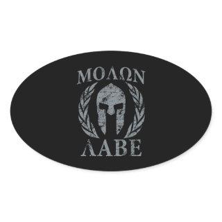 Molon Labe Grunge Spartan Armor Oval Sticker