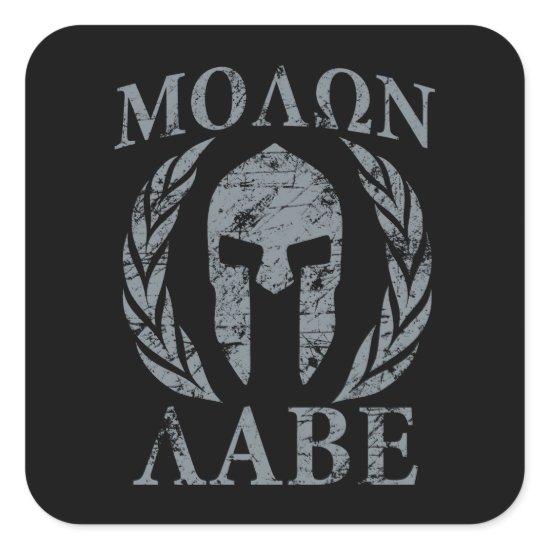 Molon Labe Grunge Spartan Armor Square Sticker