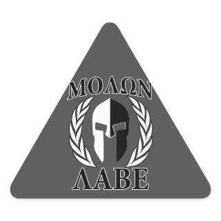 Molon Labe Spartan Helmet Laurels Charcoal Triangle Sticker