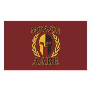 Molon Labe Spartan Mask Laurels Burgundy Red Rectangular Sticker