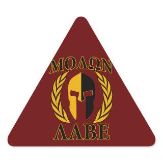 Molon Labe Spartan Mask Laurels Burgundy Red Triangle Sticker