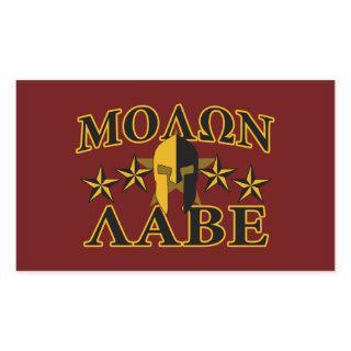 Molon Labe Spartan Warrior 5 stars Burgundy Rectangular Sticker