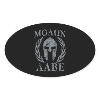 Molon Labe Spartan Warrior Laurels Oval Sticker