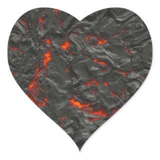 Molten lava volcano black and red heart sticker