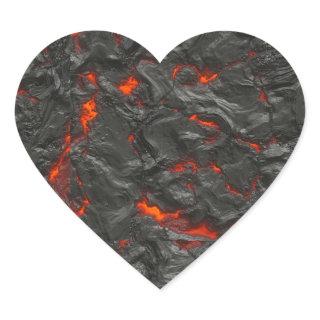 Molten lava volcano black and red heart sticker