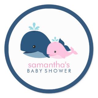 Mom and Baby Whale Baby Shower {pink} Classic Round Sticker