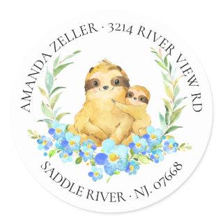 Mom & Baby Sloth Shower Return Address Label