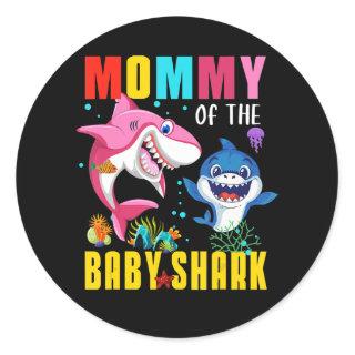 Mommy Of The Baby Shark Tee Birthday Grandma Shark Classic Round Sticker