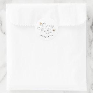 Mommy to bee wildflower baby shower sage green classic round sticker