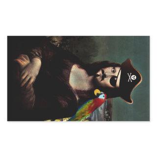 Mona Lisa Pirate with Mustache Rectangular Sticker