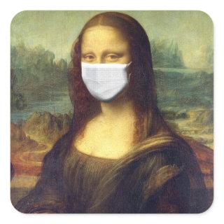 Mona Lisa Via Corona Virus Square Sticker