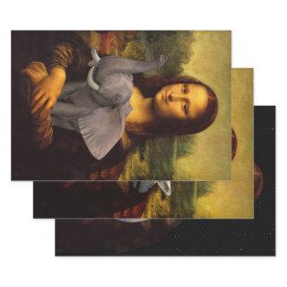 Mona Lisa With Elephant Giraffe Full Moon  Sheets