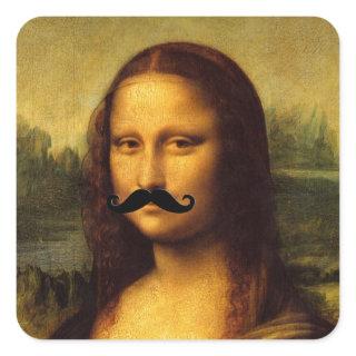 Mona Lisa With Mustache Square Sticker