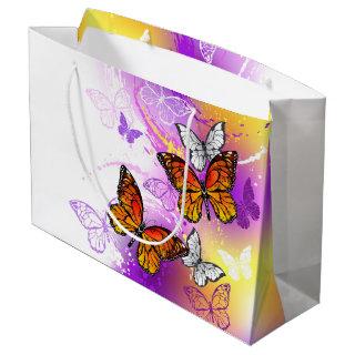 Monarch Butterflies on Purple Background Large Gift Bag