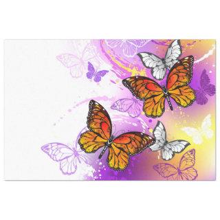 Monarch Butterflies on Purple Background Tissue Paper