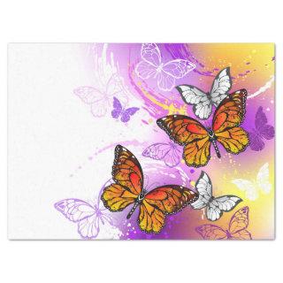 Monarch Butterflies on Purple Background Tissue Paper