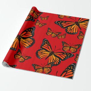 Monarch Butterflies on Red