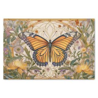 Monarch Butterfly Elegance, Wildflowers & Gold  Tissue Paper