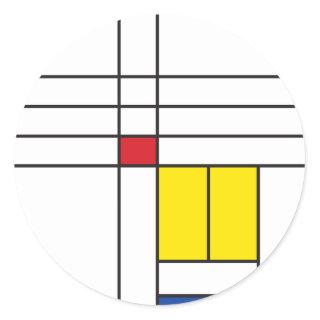 Mondrian II Minimalist De Stijl Modern Art Design Classic Round Sticker