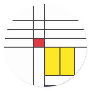 Mondrian II Minimalist De Stijl Modern Art Design Classic Round Sticker